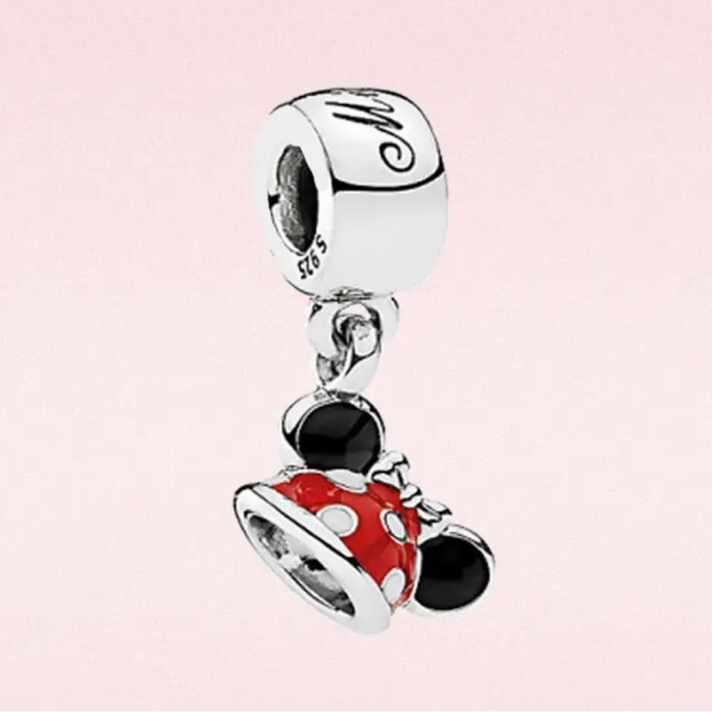 NWOT Disney Parks Red Minnie Mouse Ear Hat Dangle Charm Sterling Silver 925